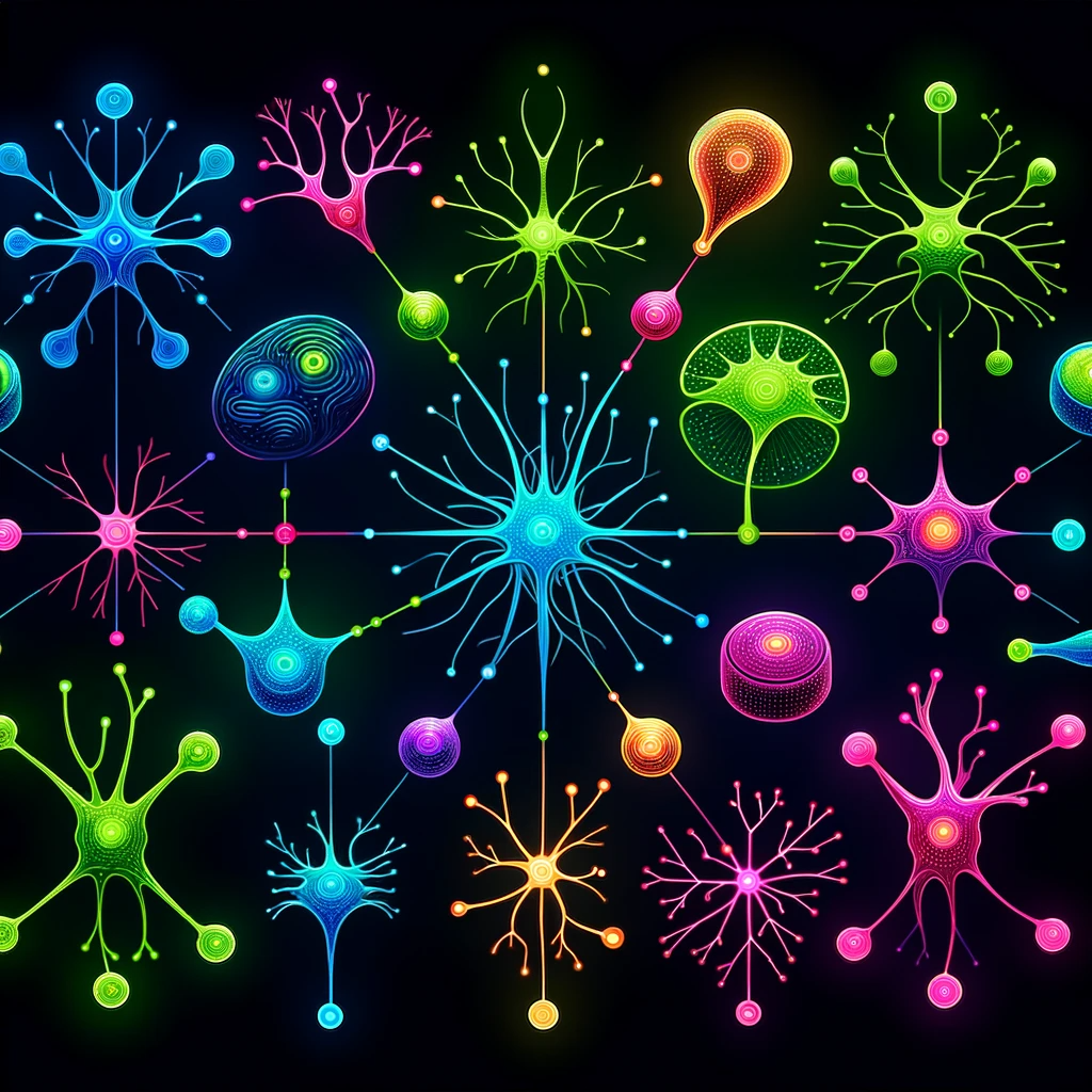 illustration of brain cell types